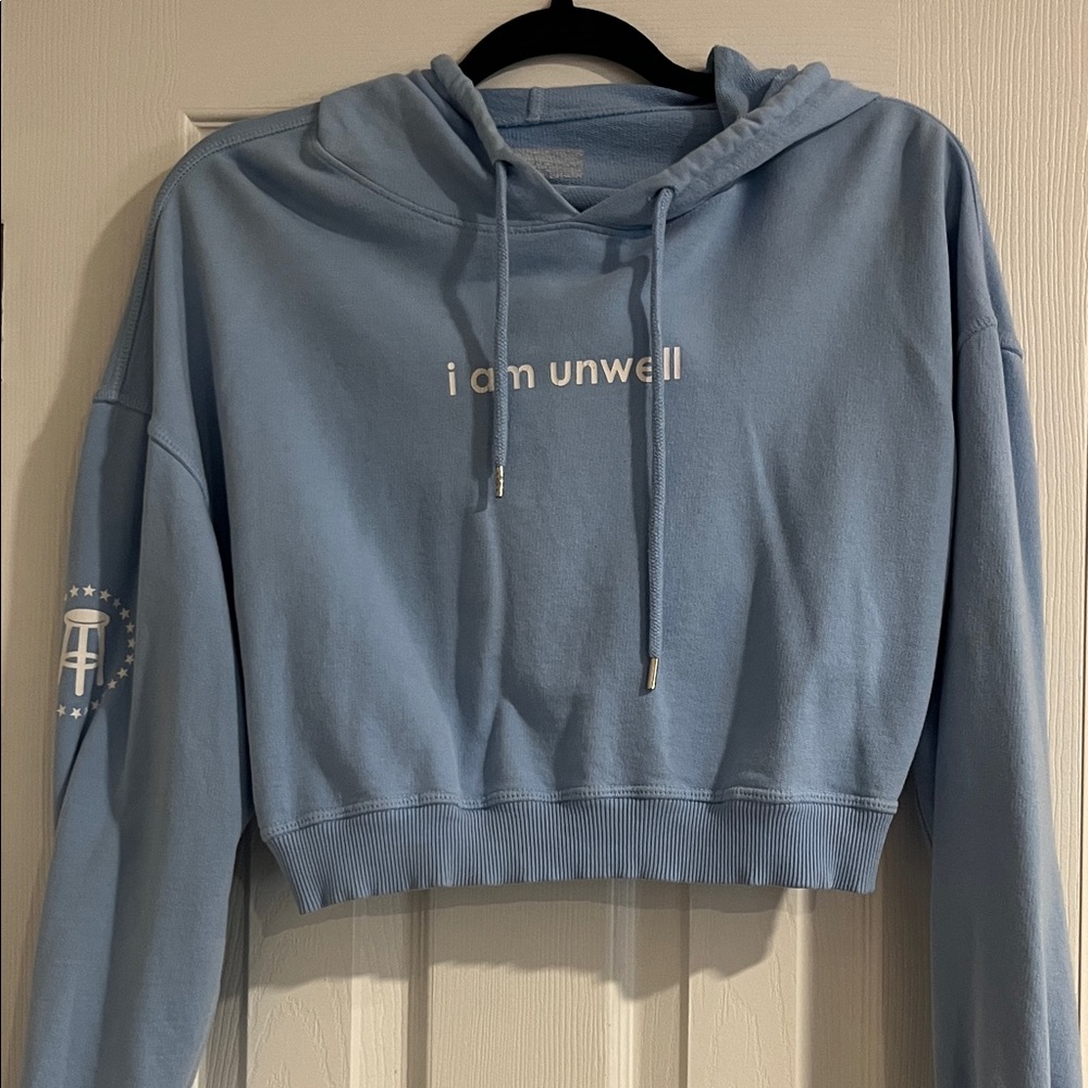 Barstool Sports - call her daddy “unwell” Light Blue Cropped Hoodie